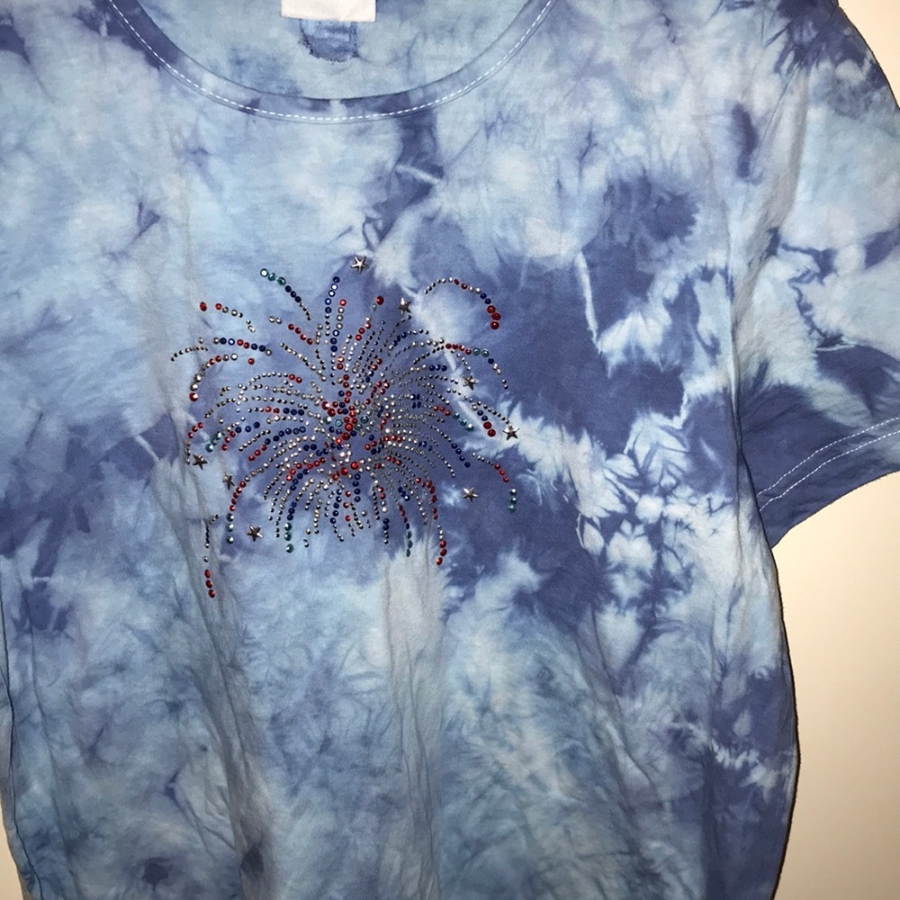 3 for $15 Tie Dye Tee with Jewel Firework - Picture 2 of 5